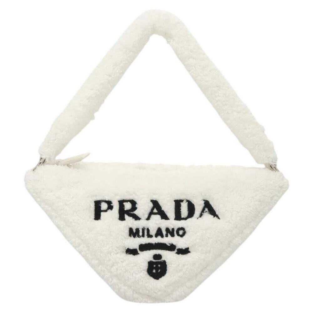 Prada Fabric Shoulder Bag Pile White Silver